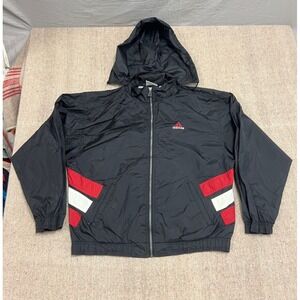 Vintage Adidas Windbreaker Jacket Mens Large Black 1990s Zip Up